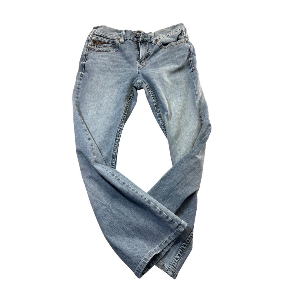 Rank 45 Mens Bootcut Jeans 32x30 Light Wash Stretch Denim Western
